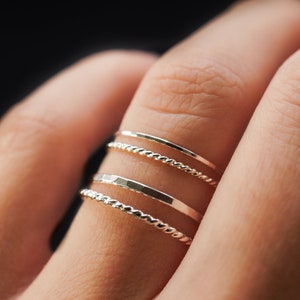 Thin Twist Stacking Set of 2 Rings in Sterling Silver, silver stack, stackable ring, sterling silver ring set, delicate ring, set of 2 image 2