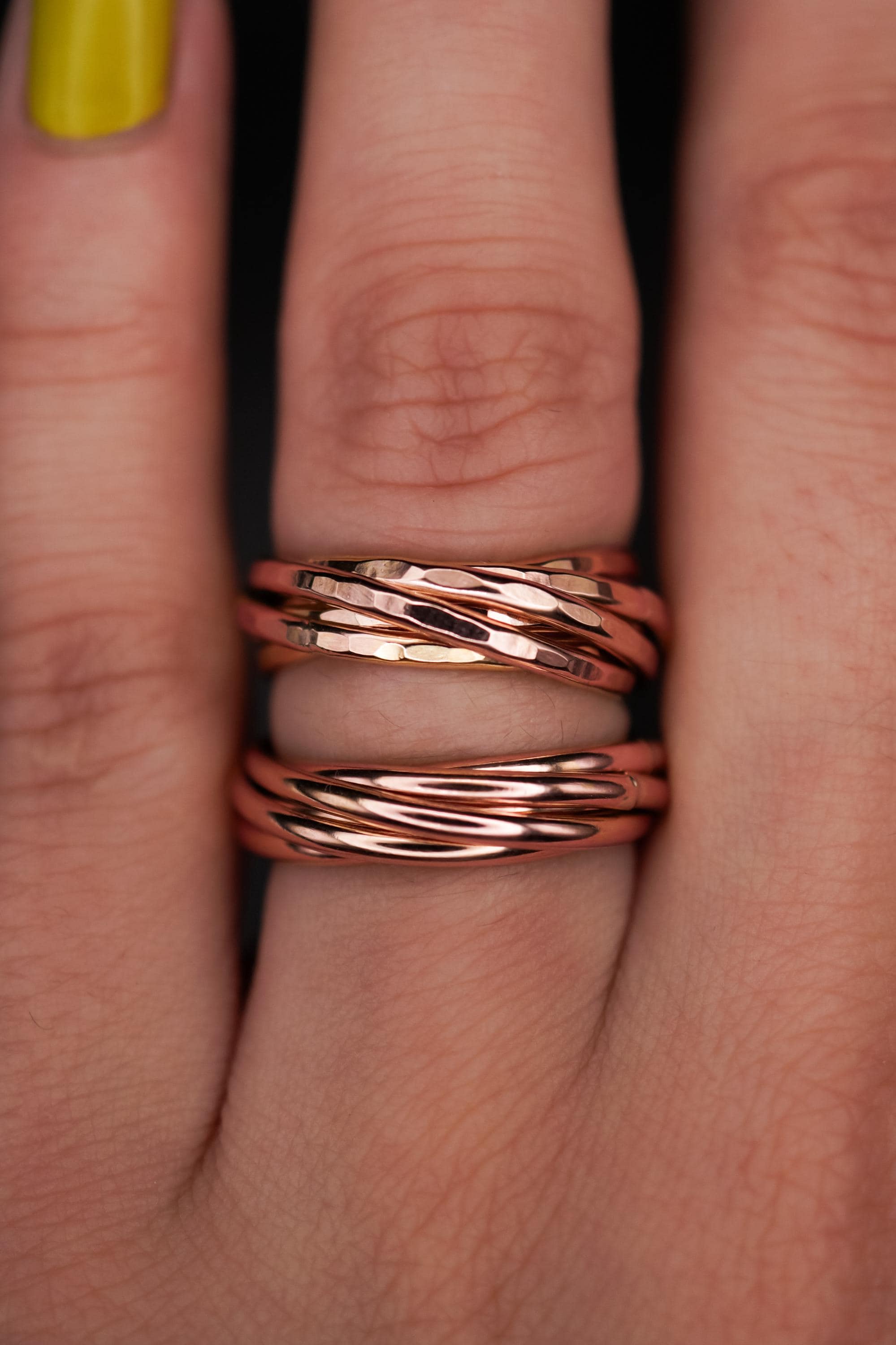 Thin Interlocking Set of 6 Rings | Rose Gold, Gold Fill, or Silver ...