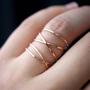 SOLID Rose Gold Extra Large Thin Wrap ring, 14k rose gold wraparound ring, wrapped rose gold ring, rose gold cocktail ring, gold wrap around