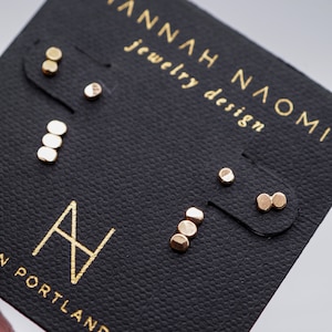 Hammered Bead Stud earrings in 14K Gold fill, Rose Gold Fill or Sterling Silver, minimalist, recycled upcycled, sustainable, gift, pebbles