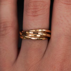 Thin Interlocking Set of 6 Rings | Rose Gold, Gold fill, or Silver | interlocked, rolling ring, wrap, fidget, eternity, sentimental gift mom