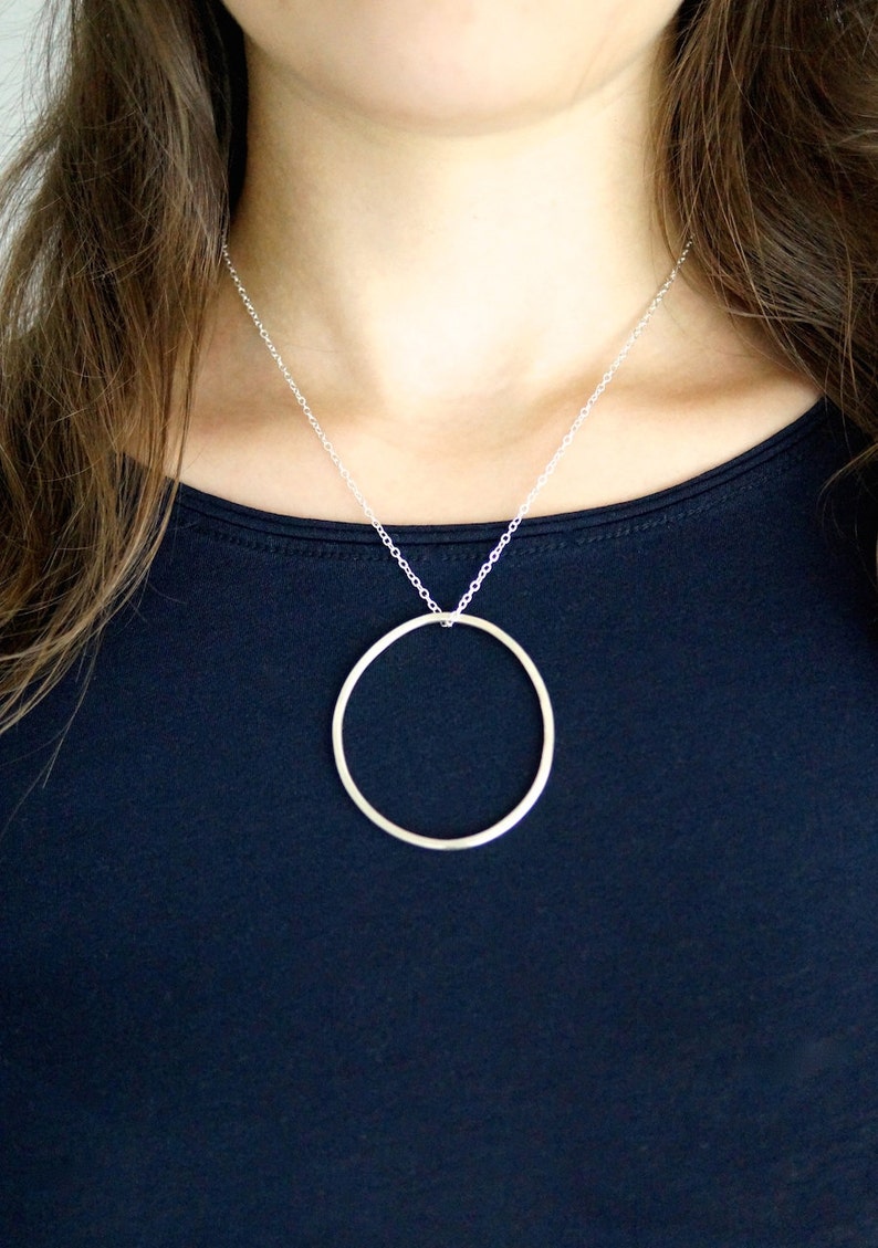 Large Circle Necklace in Silver circle necklace sterling | Etsy