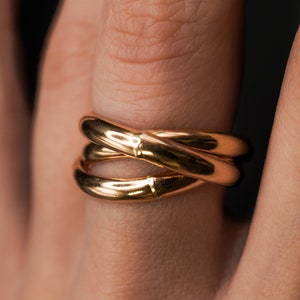 Chunky Interlocking Ring Gold, Rose, Silver or Mixed Set of 3 Bands ...