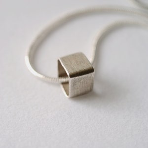 Tiny Square Bead necklace in Sterling Silver, minimalist necklace, silver square necklace, geometric necklace, modern silver necklace image 6