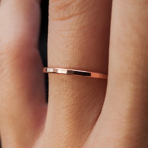 Thick Stacking Ring | 14K Rose Gold Fill | Smooth, Hammered | 1.5mm Durable substantial minimal simple stackable band wedding custom sizing
