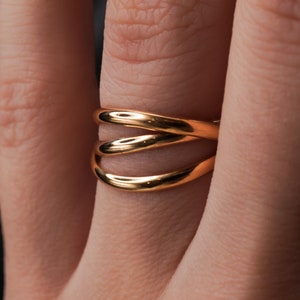 Thick Interlocking Set of 3 Rings in Silver, Gold Fill or Rose Gold Fill, interlocking, rolling ring, wrap, fidget, rolling ring, entwined image 2