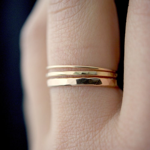 Ultra Thin Gold Filled Stacking Rings Set of 5 14K Gold Fill Etsy
