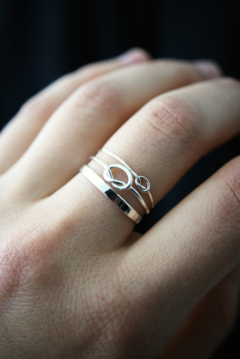 Open Knot Ring, Sterling Silver, delicate ring, silver knot ring, silver stacking ring, delicate knot, bridesmaid, thick or thin, pretzel image 5