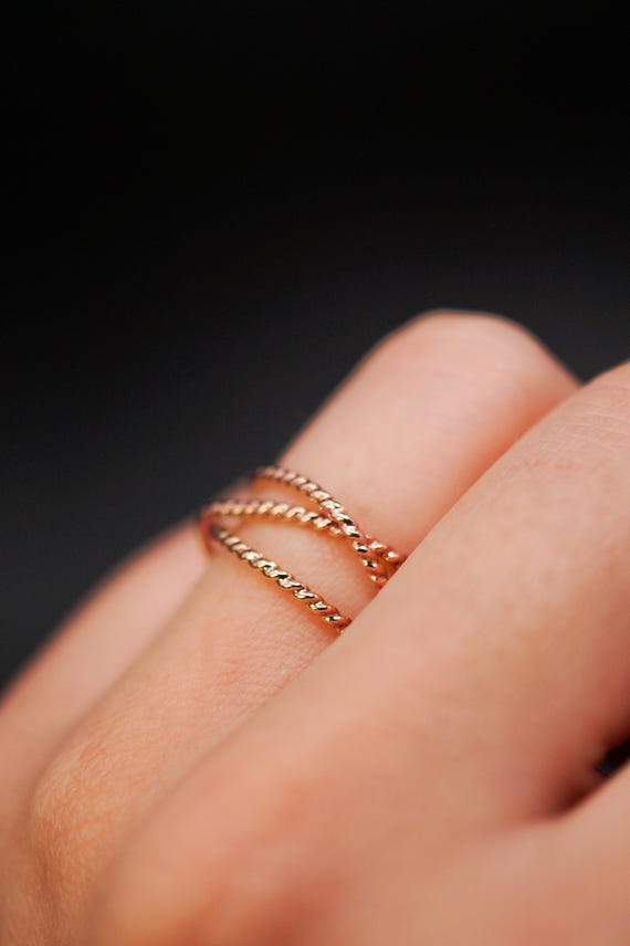 Twist Wraparound Ring in 14K Rose Gold Fill: Criss Cross Woven
