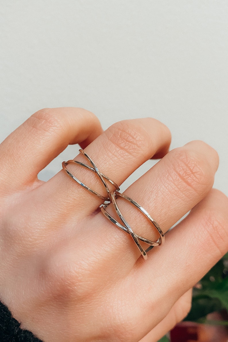 Wraparound Ring, 925 Sterling Silver wrap ring, wrapped criss cross ring, woven ring, infinity, intertwined, overlapping, texture image 5