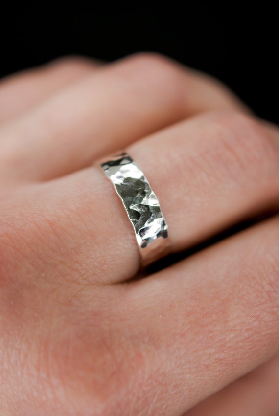 Hammered Sterling Silver Ring Band