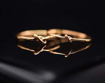 SOLID 14K Gold Tiny Closed Knot ring, thick or thin, delicate, dainty, gold stacking ring, minimalist, love, infinity, promise, stack