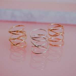 Extra Large Gold Wrap Ring, 14k gold fill wraparound ring, wrapped criss cross ring, woven ring, infinity, intertwined, overlapping, texture image 3