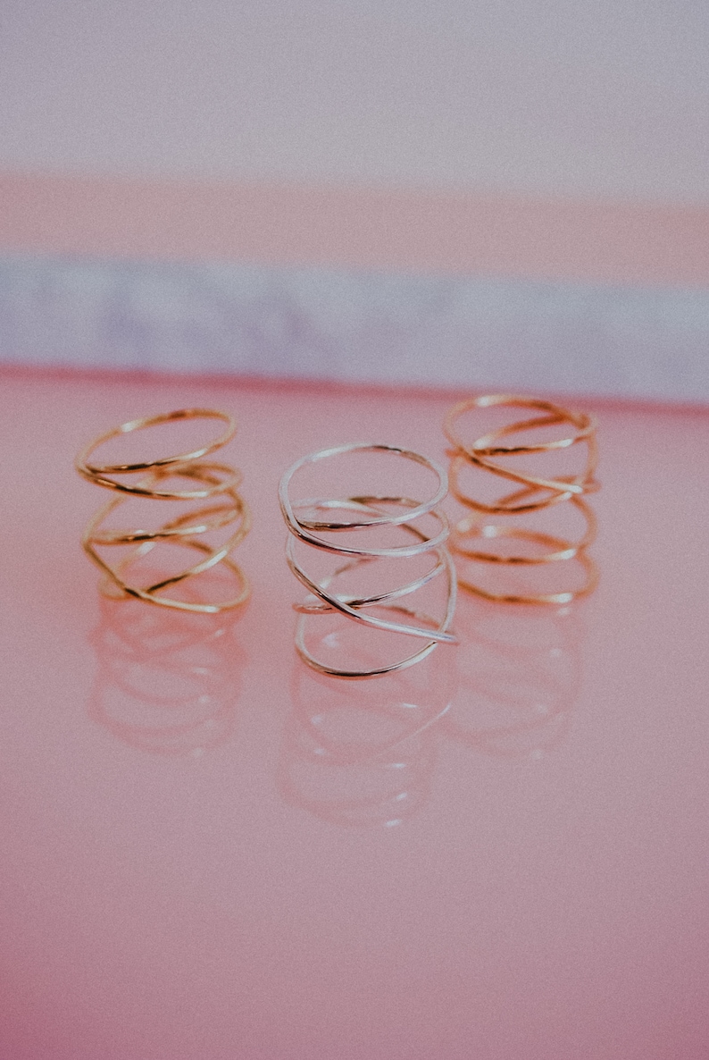 Extra Large Gold Wrap Ring, 14k gold fill wraparound ring, wrapped criss cross ring, woven ring, infinity, intertwined, overlapping, texture image 3