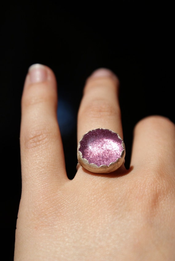 Items similar to Pink champagne hand blown glass ring on Etsy