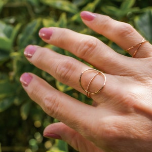 Circle Ring in 14K Gold Fill, gold circle ring, skinny or thick gold circle ring, 14k gold fill circle ring, hammered gold infinity ring image 4