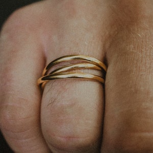 Thick Interlocking Ring Set of 3 in 14K Gold Fill, fidget ring, rolling ring, unisex ring, anniversary, men's jewelry, unisex wedding bands