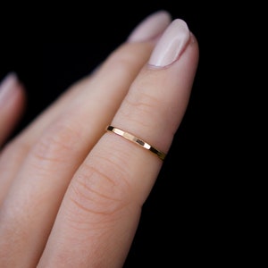 Thick OR Twist Stacking Midi Rings in 14K Gold fill, stackable, durable, basic rings, knuckle, hammered and rope texture, dainty Thick Hammered Ring