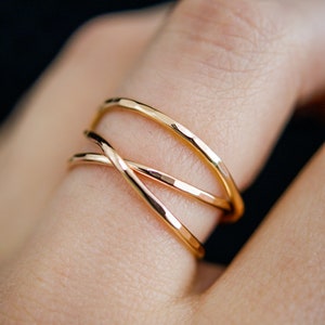 Wraparound Ring, 14K Gold Fill wrap ring, gold filled, wrapped criss cross ring, woven ring, infinity, intertwined, overlapping, texture image 6