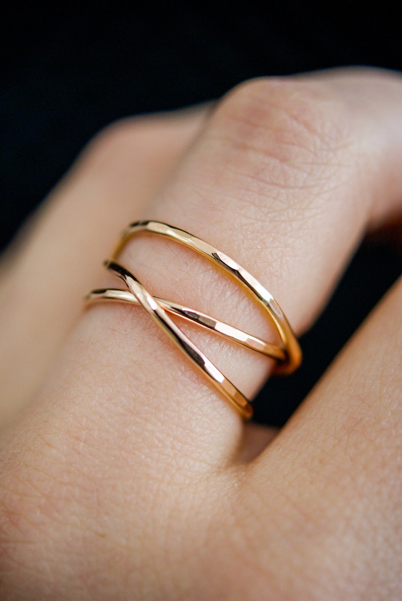 Wraparound Ring, 14K Gold Fill wrap ring, gold filled, wrapped criss cross ring, woven ring, infinity, intertwined, overlapping, texture image 6