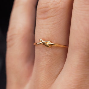 Medium Thick Closed Knot Ring in 14kt gold filled, delicate gold ring, gold stacking ring, gold knot ring, tiny closed knot ring, bridesmaid image 1