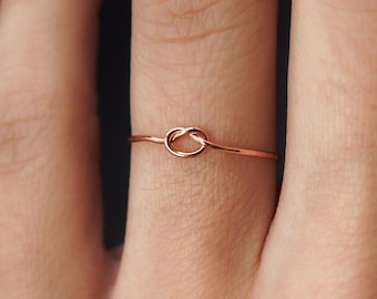 Rose Gold Open Knot ring, small knot ring, 14K rose gold fill infinity ring tied knot ring love knot, bridesmaid, gifts for friends, minimal