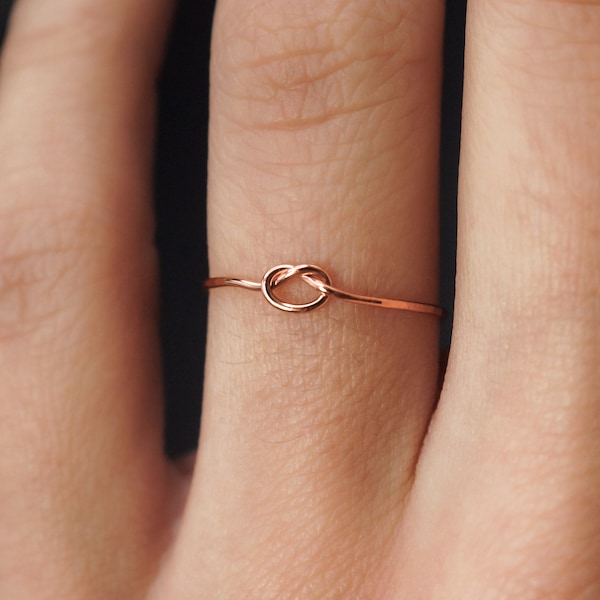 Rose Gold Open Knot ring, small knot ring, 14K rose gold fill infinity ring tied knot ring love knot, bridesmaid, gifts for friends, minimal