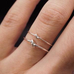 Closed Knot Ring, Sterling Silver, delicate thin, durable thick style, minimal bridesmaid gift idea, love knot, stacking ring, stackable