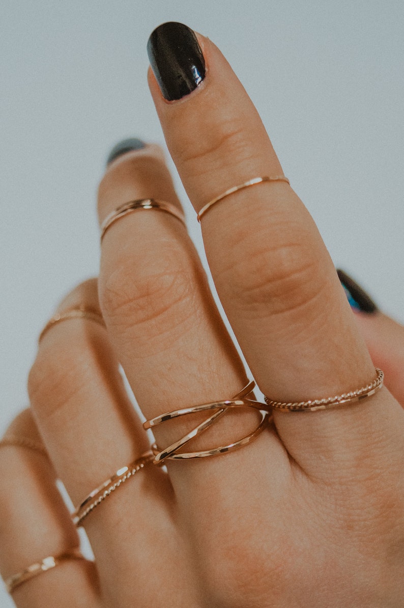 Thin Twist Stacking Set of 2 Rings in Sterling Silver, silver stack, stackable ring, sterling silver ring set, delicate ring, set of 2 image 5