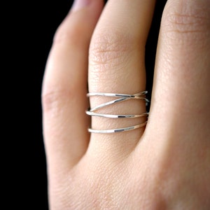 Large Wraparound ring, in 925 Sterling Silver, wrapped criss cross ring, woven ring, infinity, intertwined, overlapping, statement ring image 8