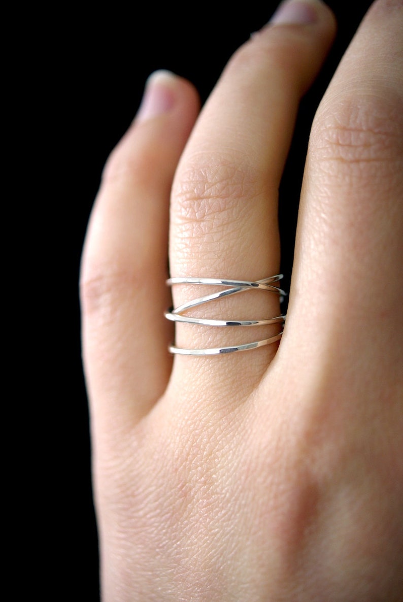 Large Wraparound ring, in 925 Sterling Silver, wrapped criss cross ring, woven ring, infinity, intertwined, overlapping, statement ring image 8
