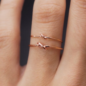 Closed Knot Ring, 14K Rose Gold Fill, delicate thin, durable thick style, minimal bridesmaid gift idea, love knot, stacking ring, stackable