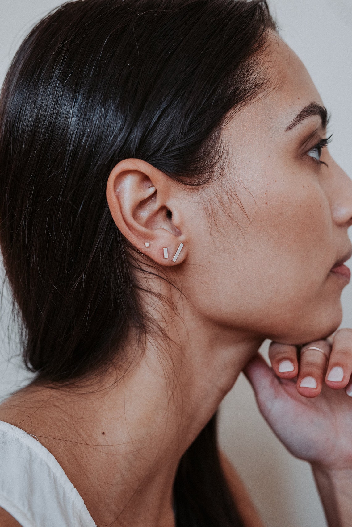 Mirror Stud Earrings Smooth Finish Mini Studs Gold Fill Etsy