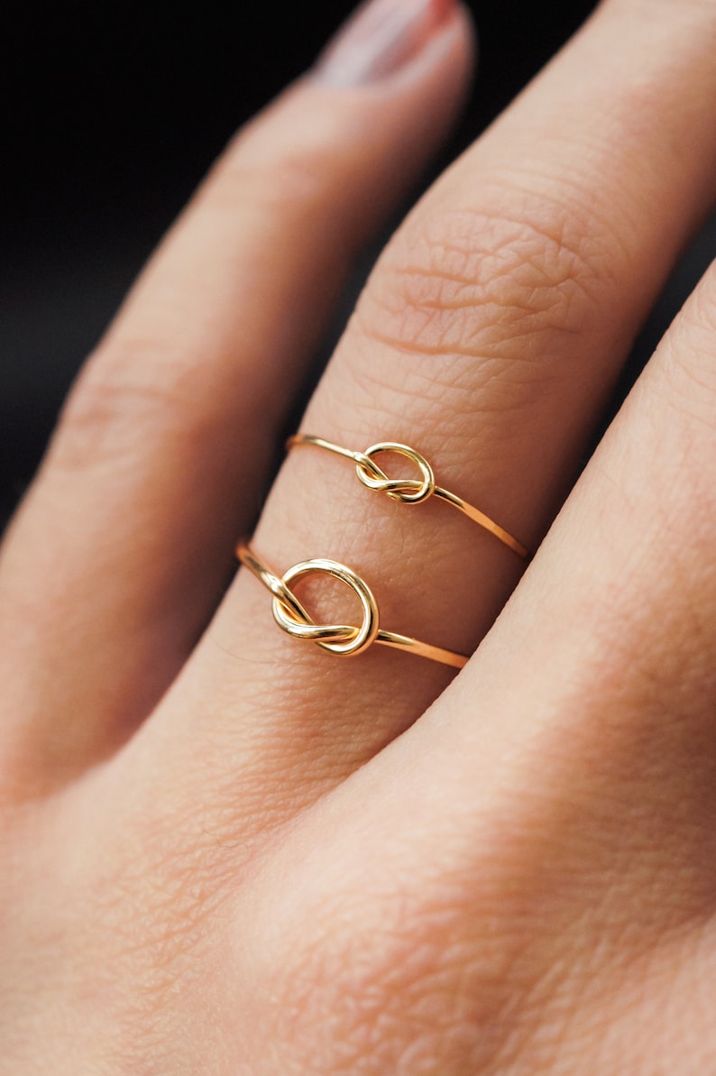 Medium Thick Open Knot ring, gold infinity ring, 14k gold fill knot ring, hammered gold ring, 14k goldfill love knot ring, gold knot ring image 2