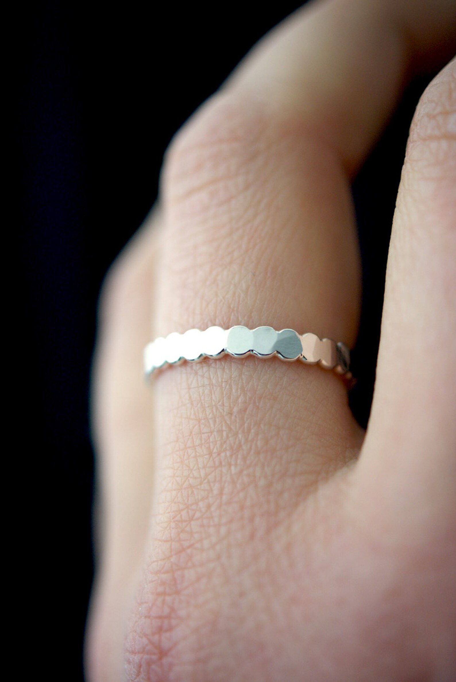 Sterling Silver Bead Ring Sterling Silver Stack Ring Pebble Etsy