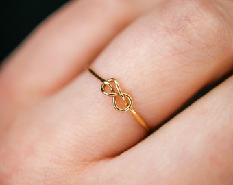 Ultra Thin Infinity Knot ring in 14K Gold fill, Gold knot ring, gold infinity ring, gold stacking ring, knot ring, promise, friendship