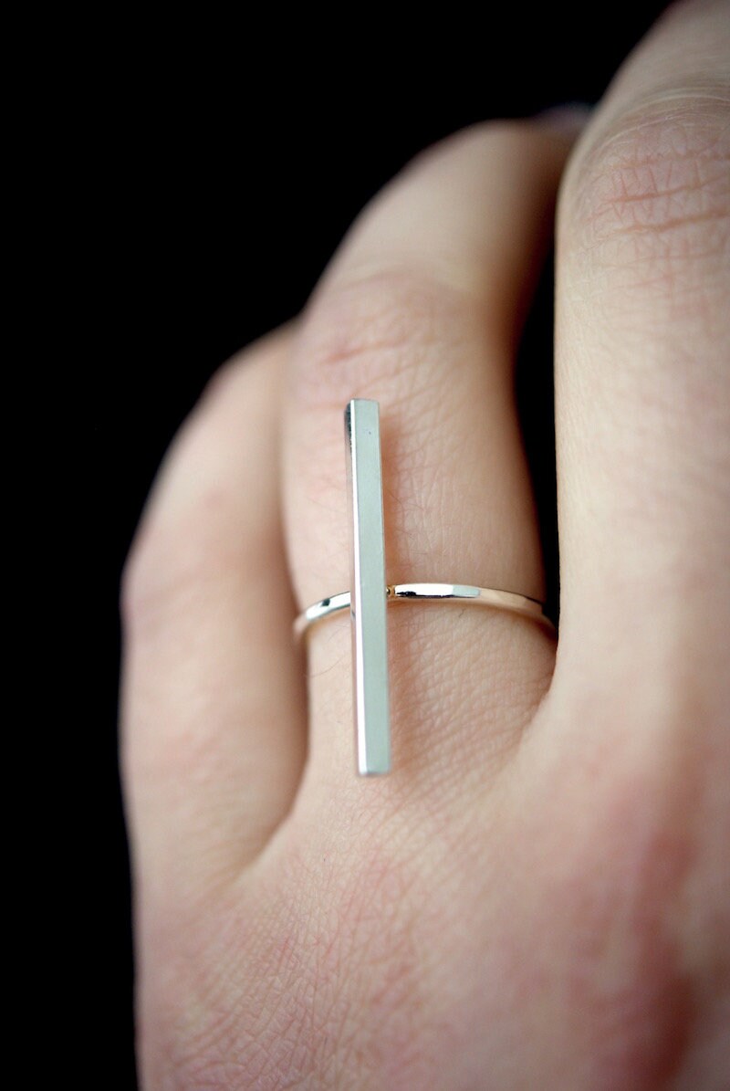Bar Ring in Sterling Silver Vertical Bar Ring Bold Bar Ring Etsy Canada