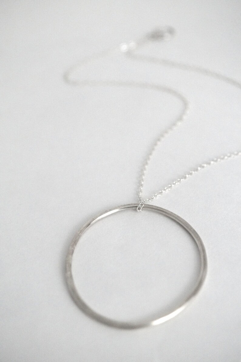 Large Circle Necklace in Silver circle necklace sterling | Etsy