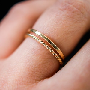 Thick OR Twist Stacking Midi Rings in 14K Gold fill, stackable, durable, basic rings, knuckle, hammered and rope texture, dainty image 4