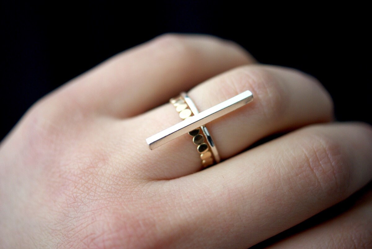 Bar Ring in Sterling Silver Vertical Bar Ring Bold Bar Ring Etsy Canada