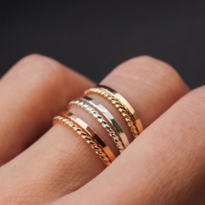 Thin Twist Stacking Set of 2 Rings in 14K Gold fill, gold stack, stackable ring, delicate gold ring, gold ring set, minimal ring, set of 2 image 10