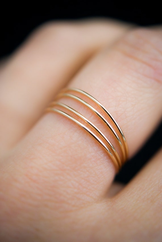 Ultra Thin Gold Stacking Ring, Super Skinny, Slender, Extra Thin