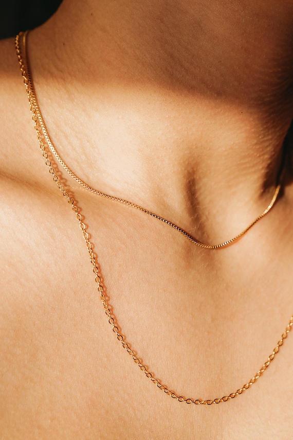 Dainty Layering Necklace, Thin Gold Chain, Sterling Silver, Rose Gold Fill,  14k Gold Fill Chain, Choker Chain, Delicate Thin Chain Necklace 