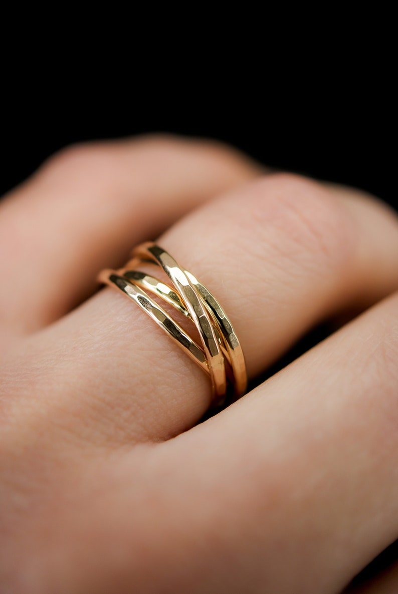 Thin Interlocking Set of 4 Rings Rose Gold Gold Fill or | Etsy