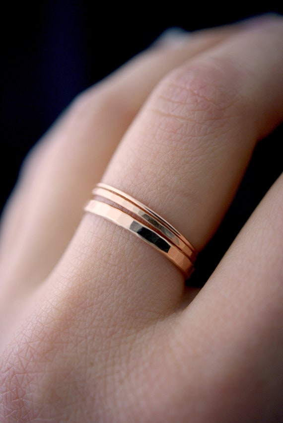 thin hammered gold ring