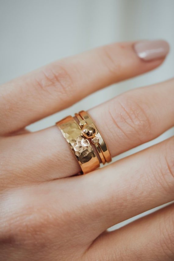 Trinity Ring in SOLID 14K Gold Engagement Ring Stacking Ring