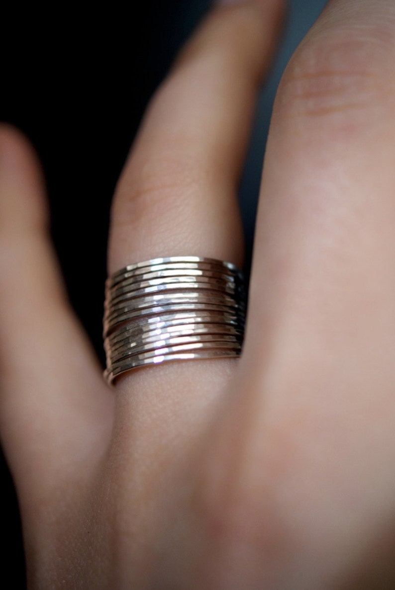 Sterling silver stacking rings set of 15 delicate silver | Etsy