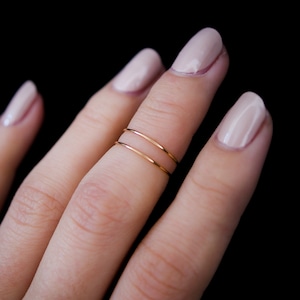 Rose Gold Ultra Thin Stacking ring, super skinny, extra thin, thinnest, slender, 14k rose gold fill, stackable, delicate, threadbare, .7mm image 8