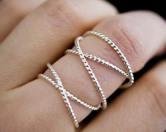 Extra Large Twist Wraparound Ring in Sterling Silver, wrapped criss cross ring, woven ring, infinity, intertwined, overlapping, texture