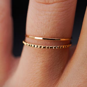 Ultra Thin Lined Set of 2 Stacking Rings | Gold Filled, Rose or Silver | Stacked pack of simple minimalist rings | Gift for friends | Dainty